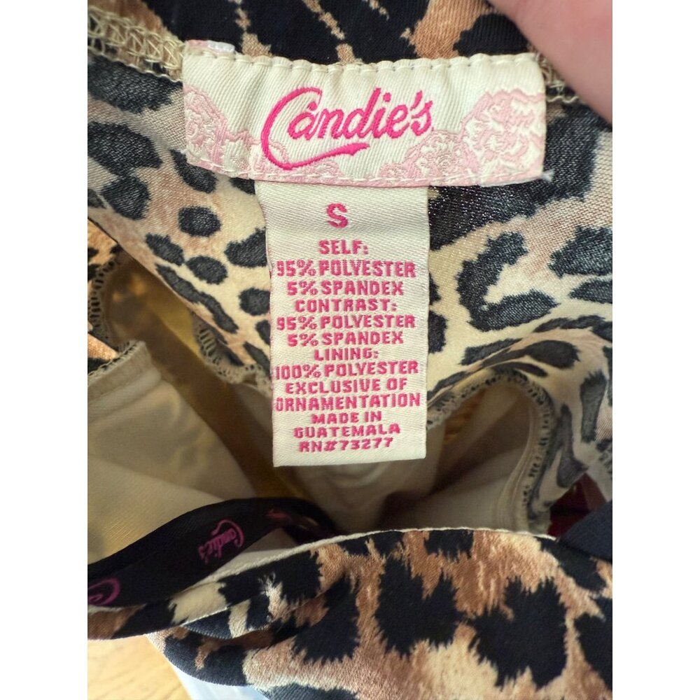 Vintage NWT Candies Leopard Halter Mini Dress S| Y2K Bimbocore McBling Fairycore - Picture 15 of 16